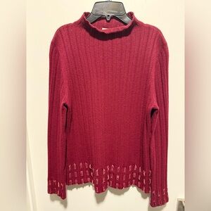 Qi Burgundy Cashmere Sweater, size M